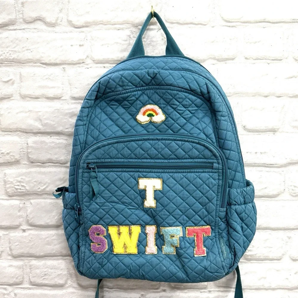 Vera Bradley Teal Quilted Backpack Taylor Swift Rainbow Embroidered‎